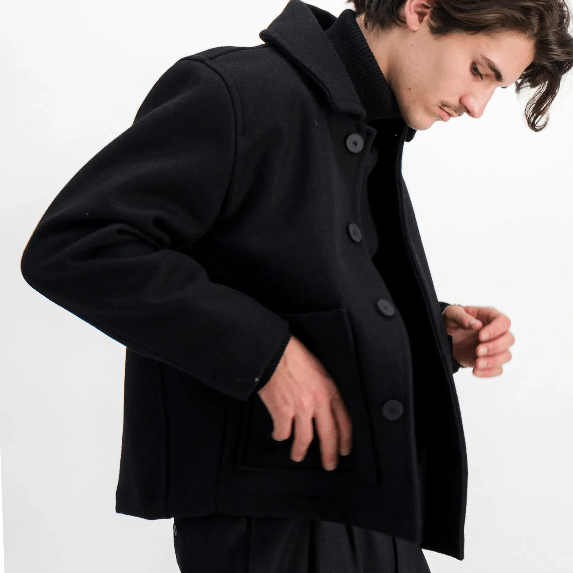 Aubrac Wool Chore Jacket - Black