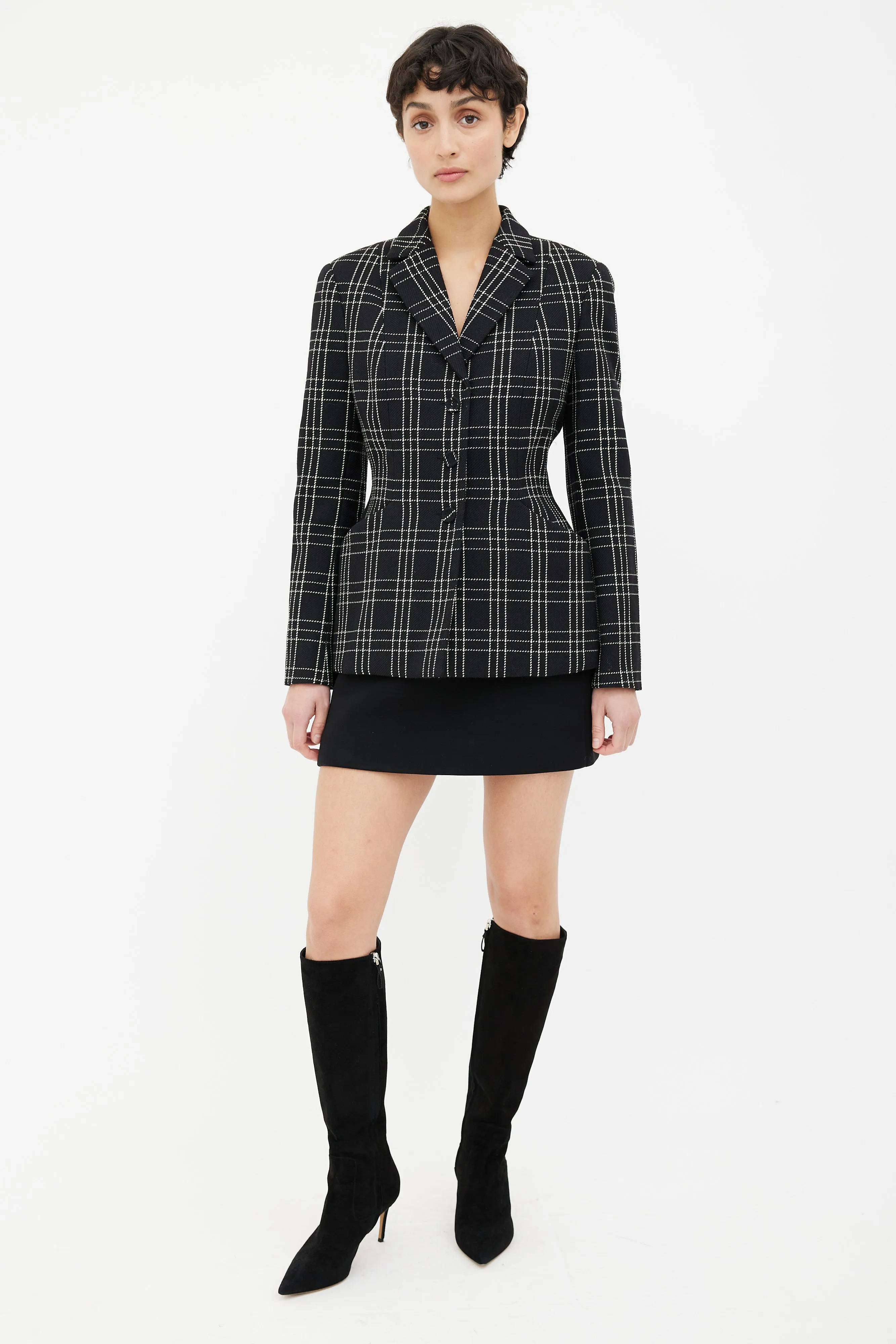 Black & White 30 Montaigne Bar Check Jacket