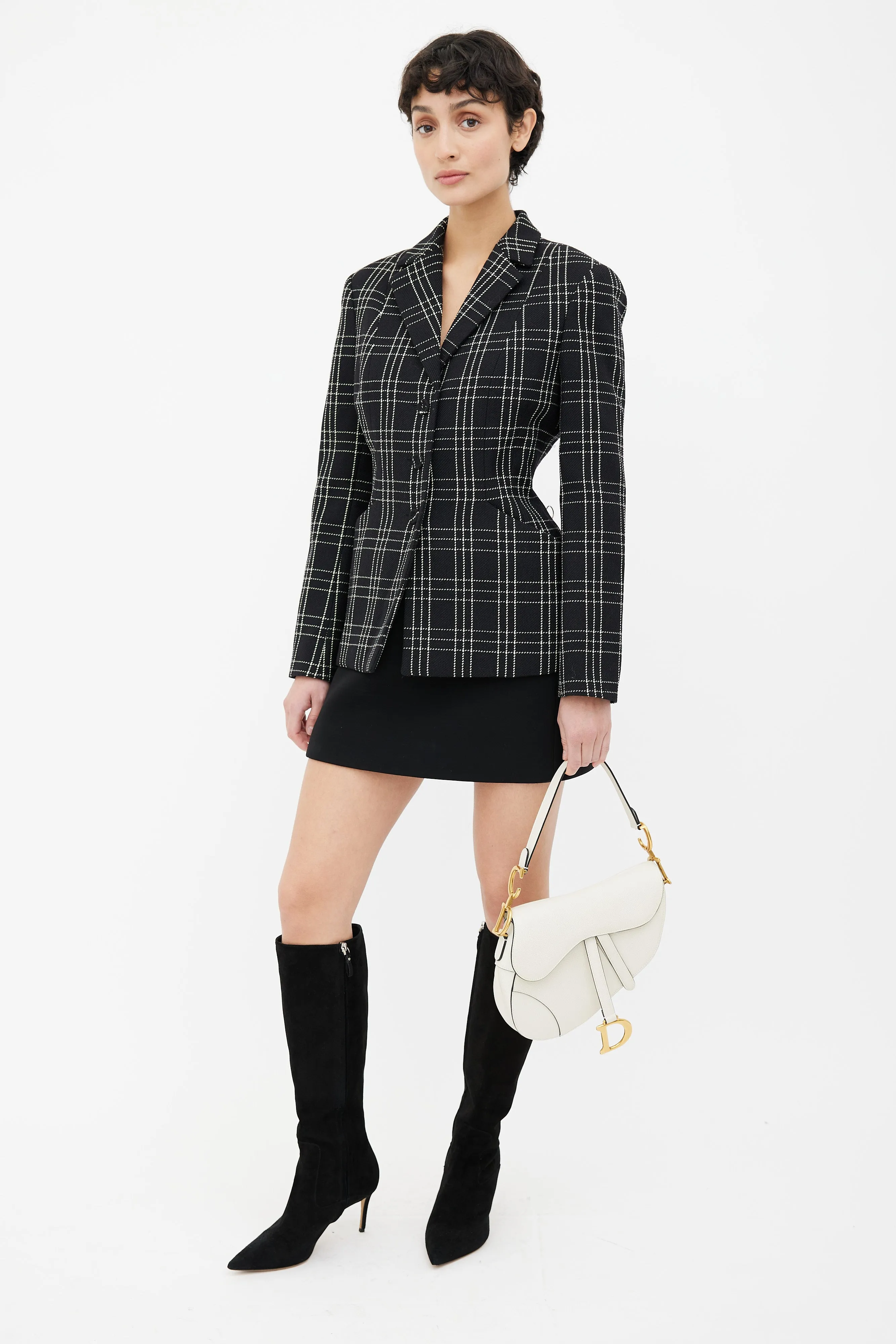 Black & White 30 Montaigne Bar Check Jacket