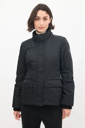 Black Nylon Down Ribbed Jacket