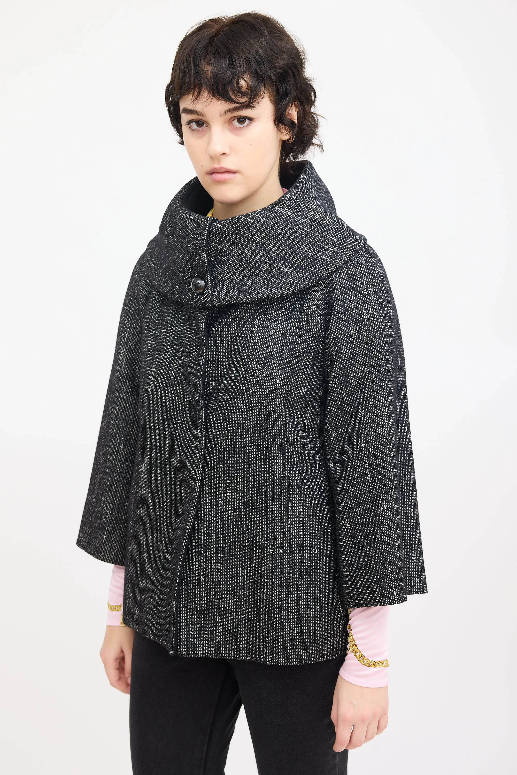 Black Wool & Mohair Collared Jacket