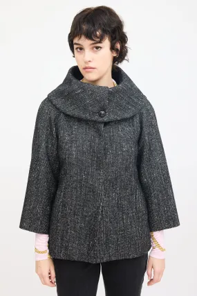 Black Wool & Mohair Collared Jacket