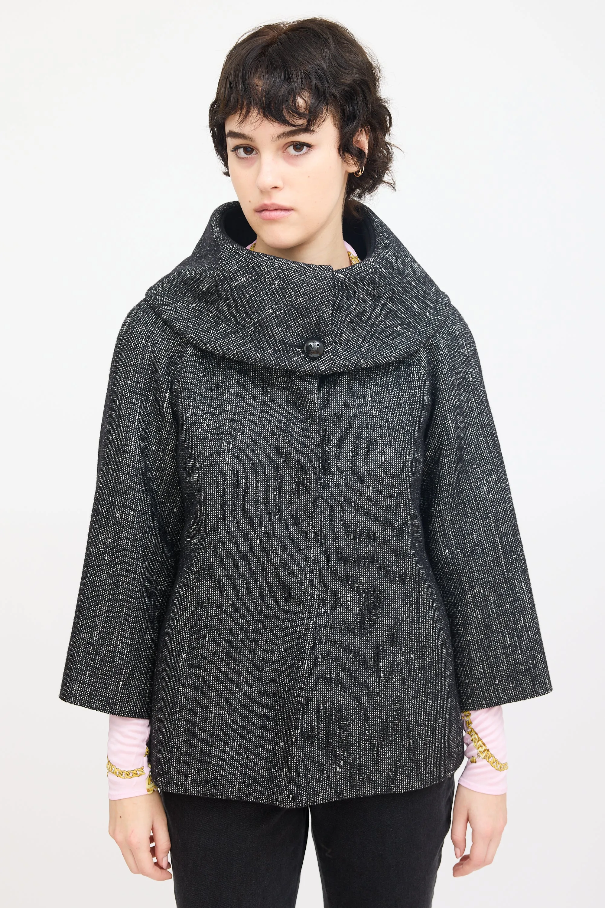 Black Wool & Mohair Collared Jacket