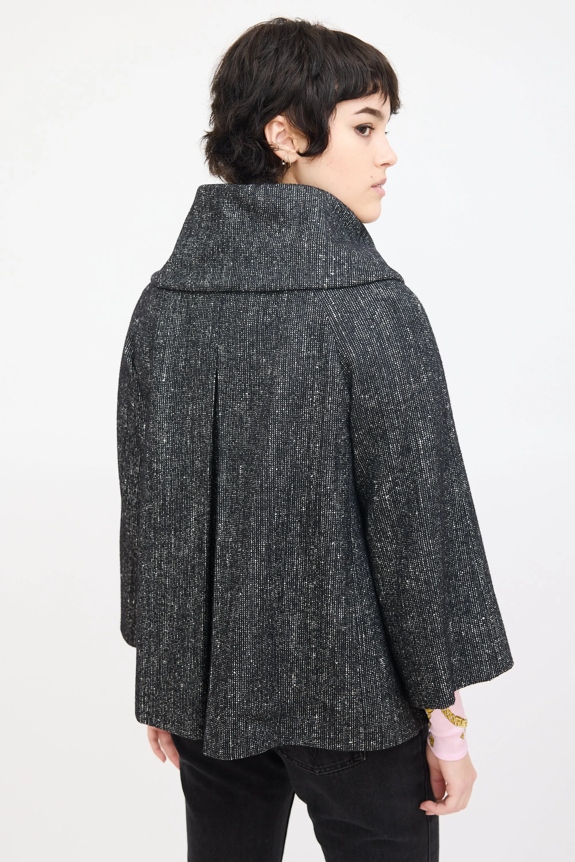 Black Wool & Mohair Collared Jacket