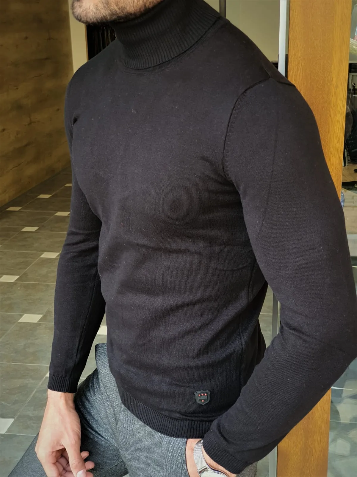 Buy Black Slim Fit Turtleneck Wool Sweater by GentWith | Free Shipping