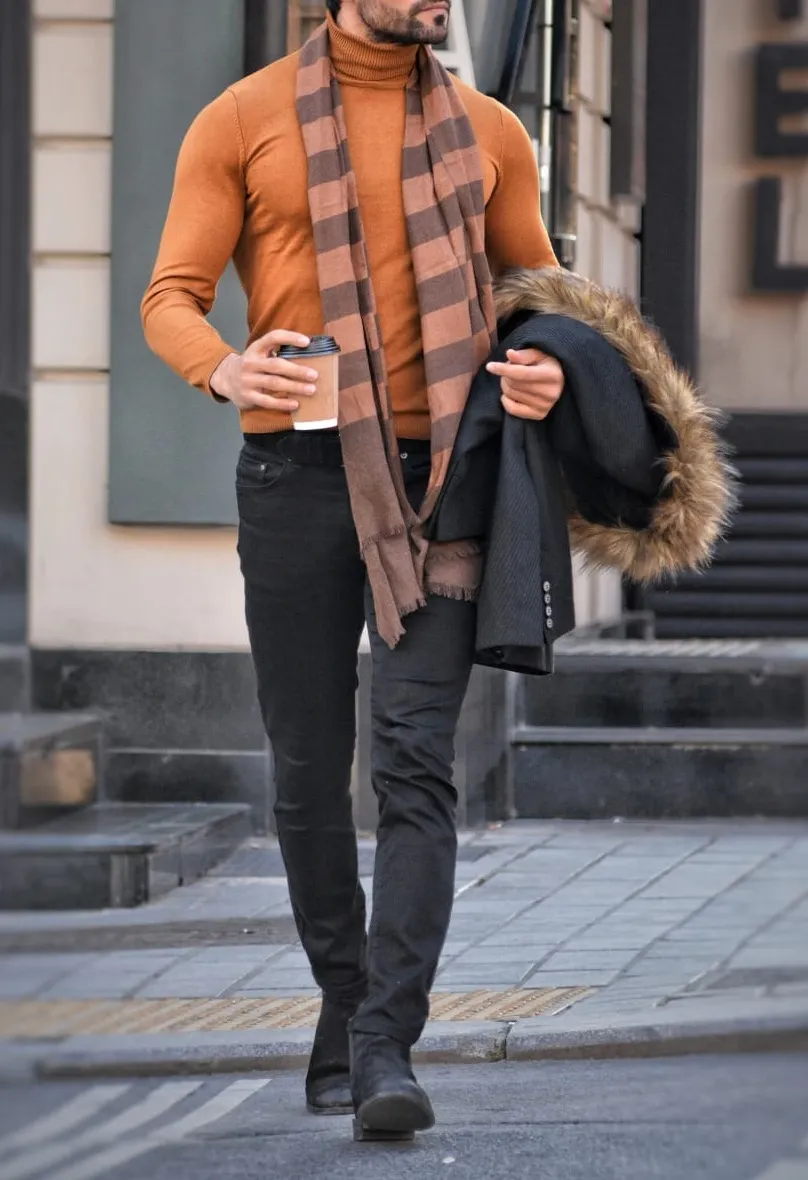 Buy Camel Slim Fit Turtleneck Wool Sweater by GentWith | Free Shipping