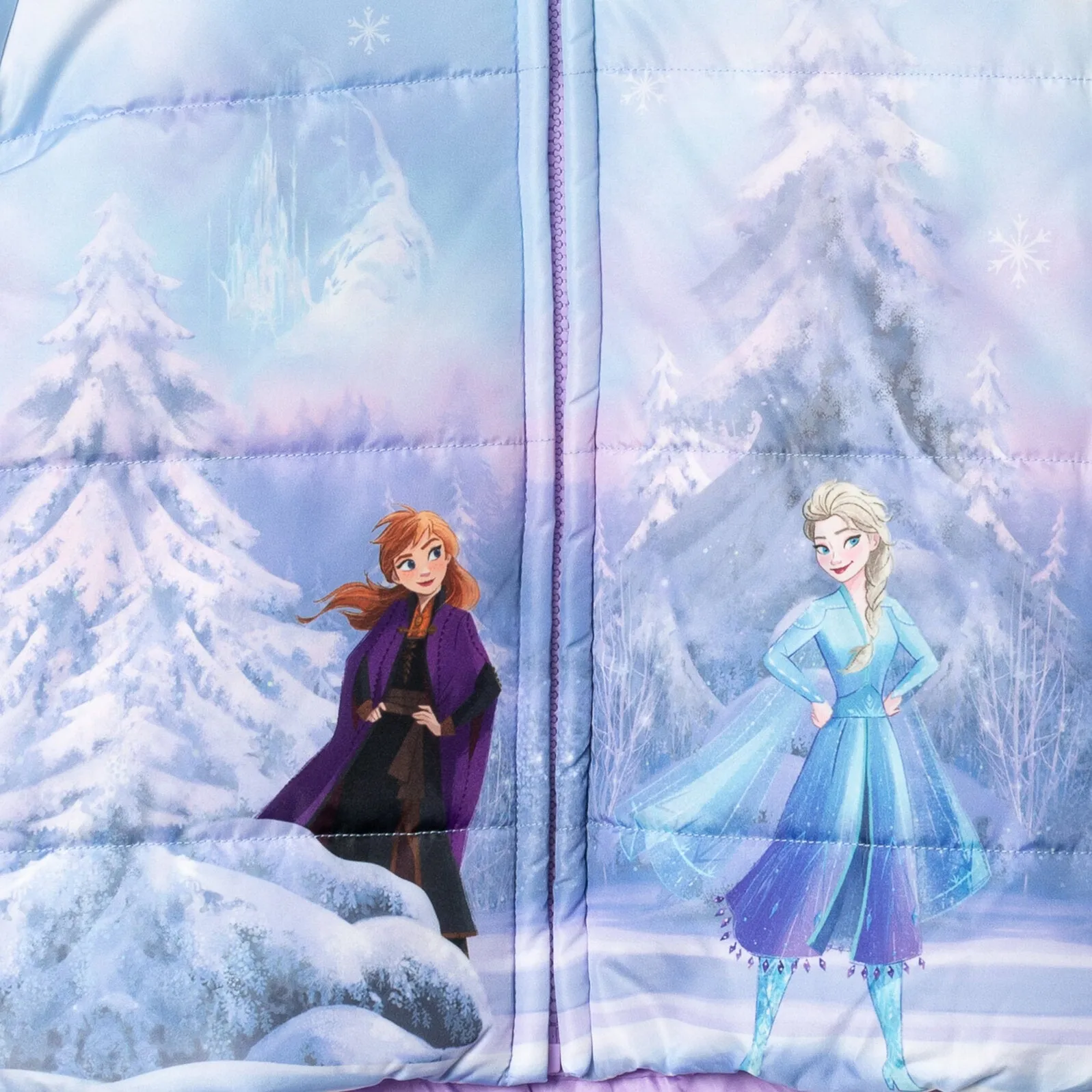 Disneys Frozen Themed Padded Puffer Jacket - Zip-Up Winter Coat