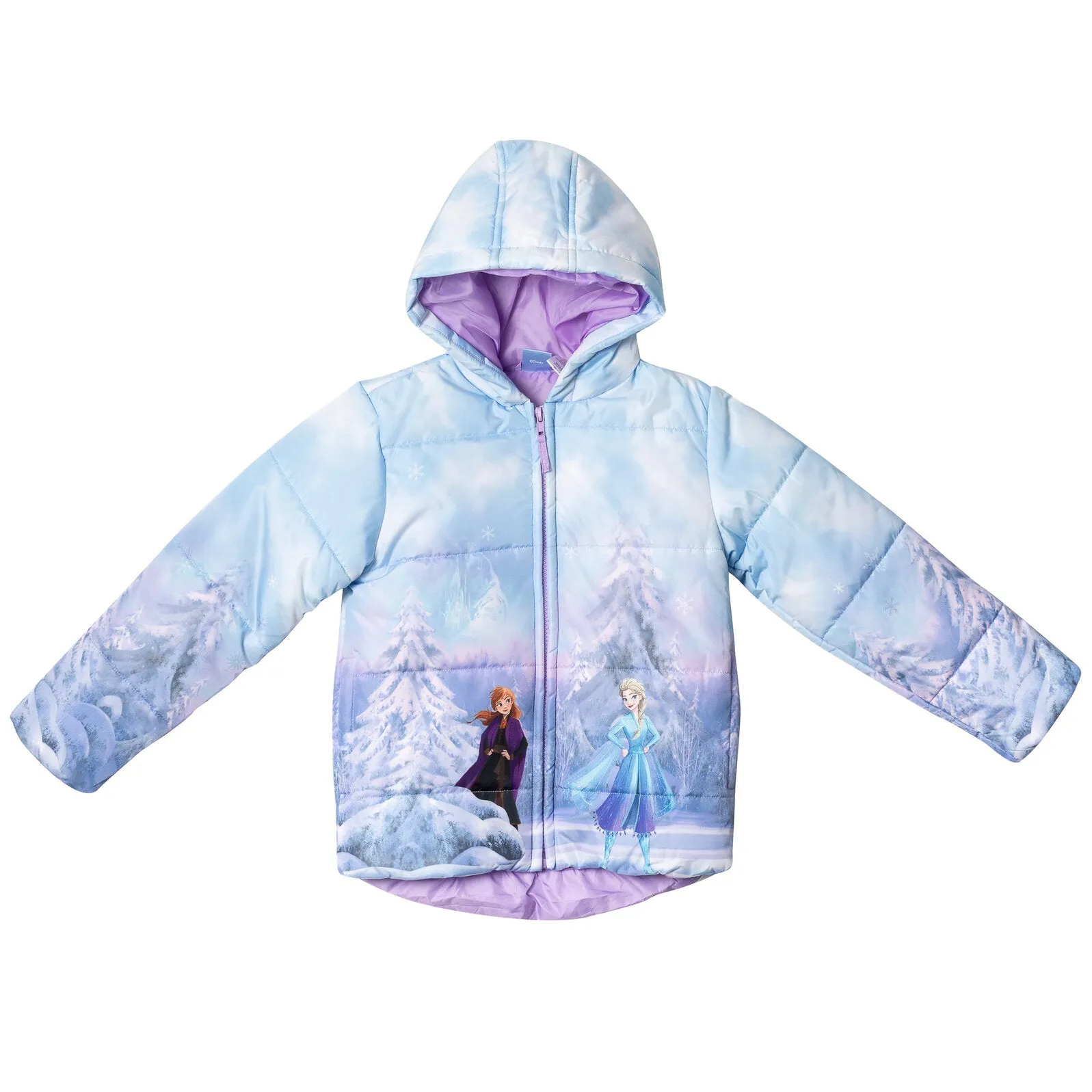 Disneys Frozen Themed Padded Puffer Jacket - Zip-Up Winter Coat
