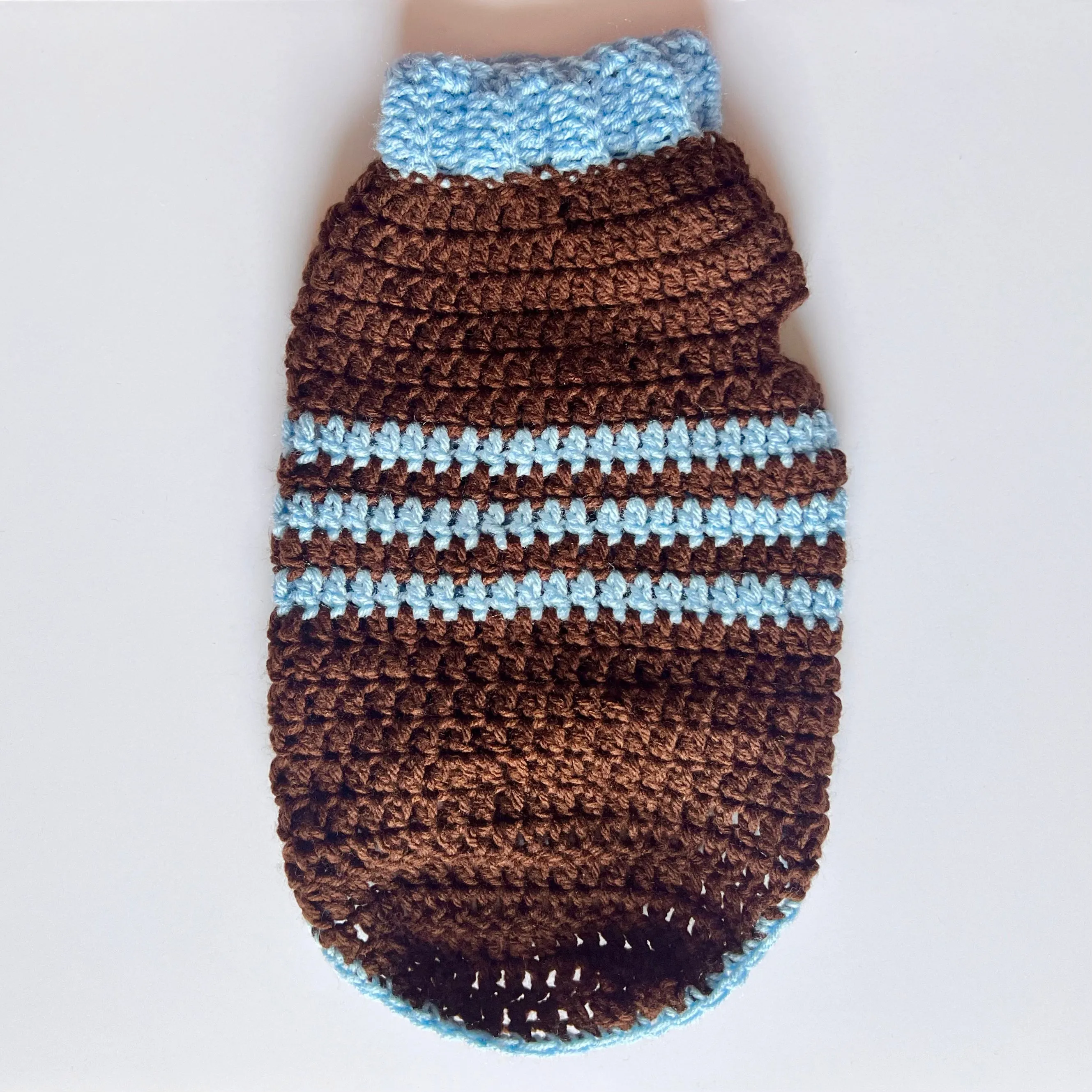 Dog or Cat Brown and Blue Crochet Sweater