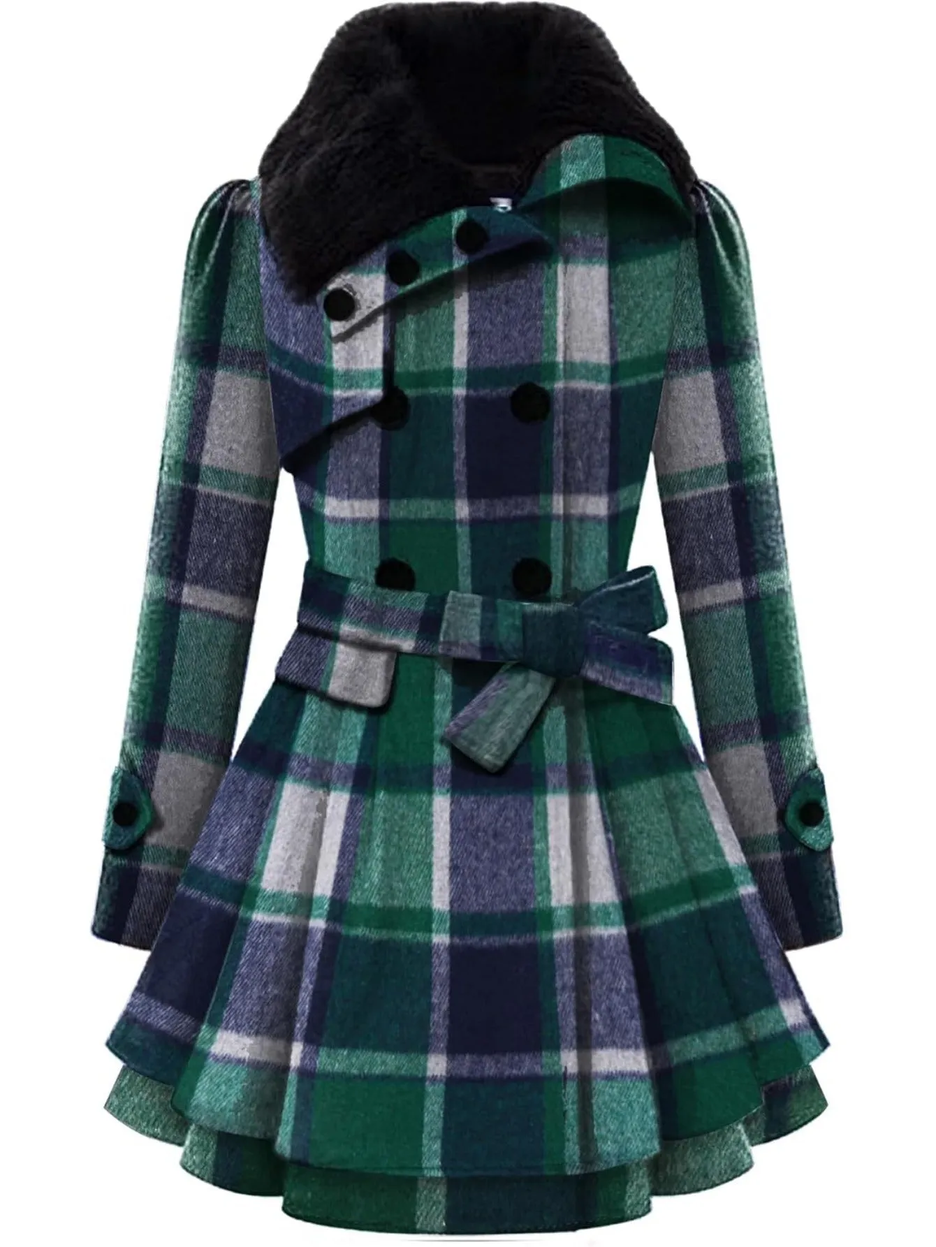 Double Breasted Coat, Casual Long Sleeve Winter Warm Outerwear, Women's Clothing