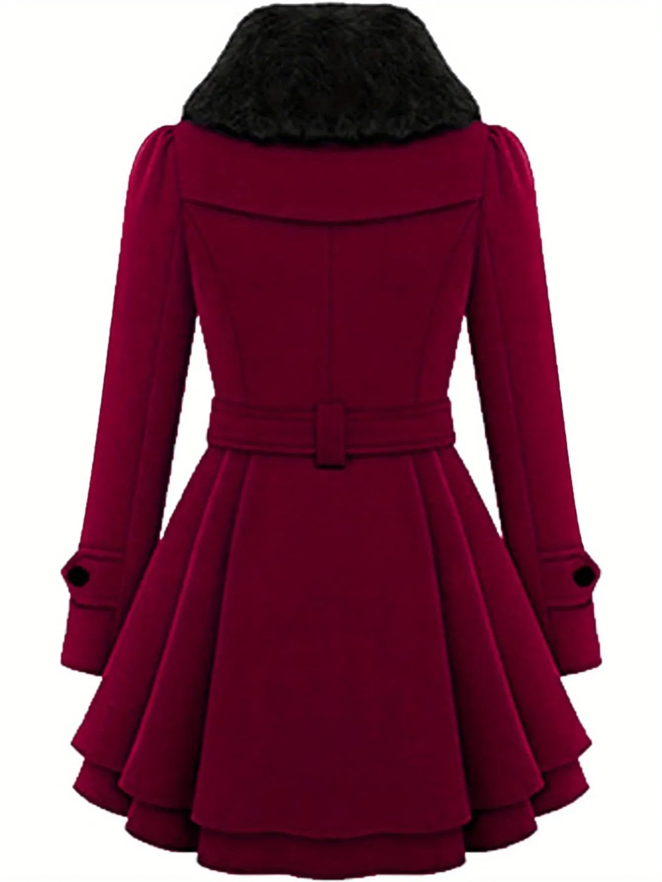Double Breasted Coat, Casual Long Sleeve Winter Warm Outerwear, Women's Clothing
