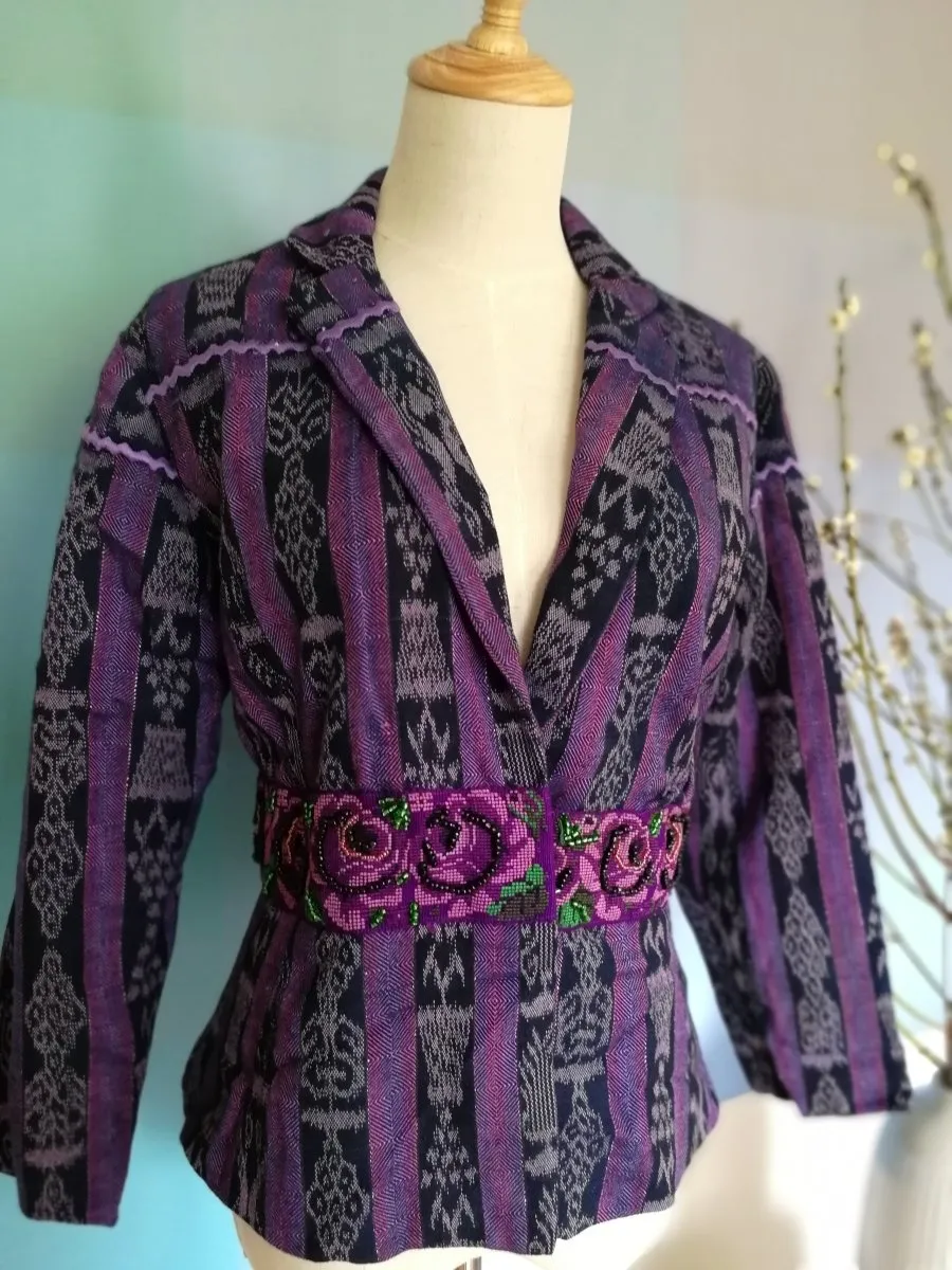 Down to Xjabelle - Purple Jacket with Embroidered Belt (pre-loved)