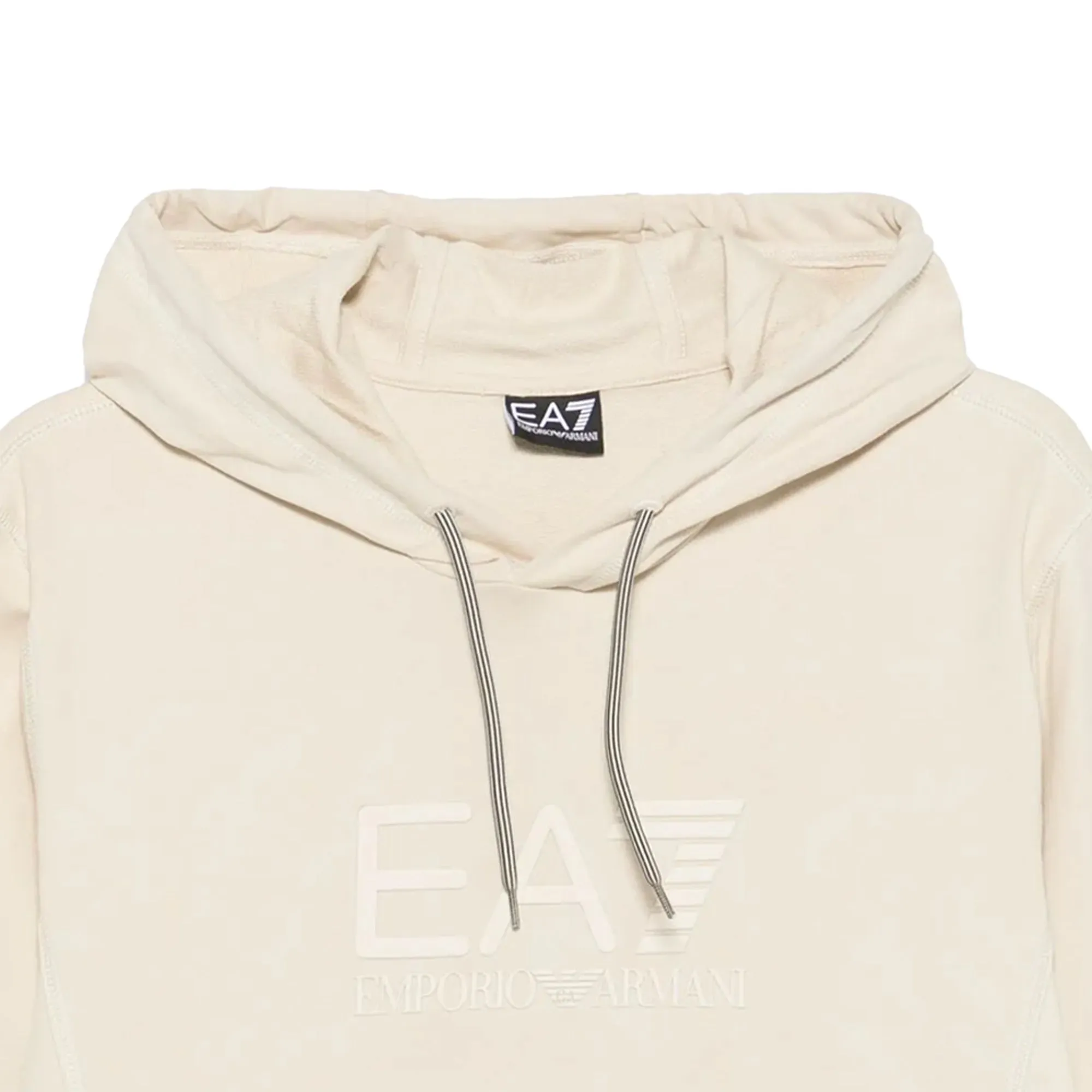 EA7 Emporio Armani Visibility Tonal Logo Hooded Sweatshirt Almond Milk