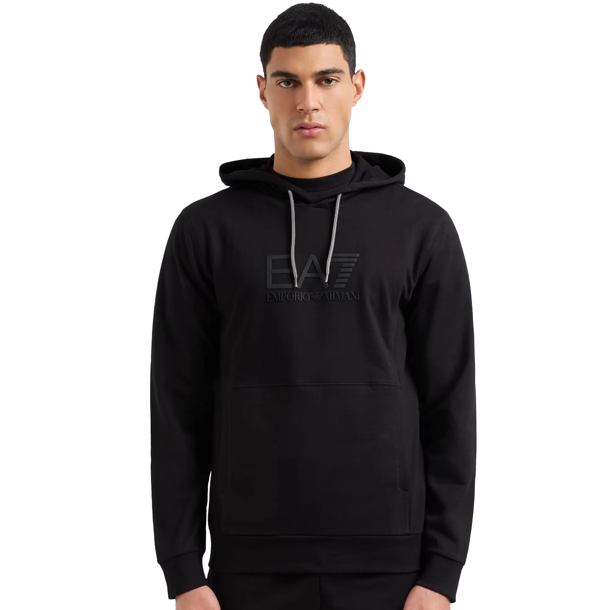 EA7 Emporio Armani Visibility Tonal Logo Hooded Sweatshirt Black