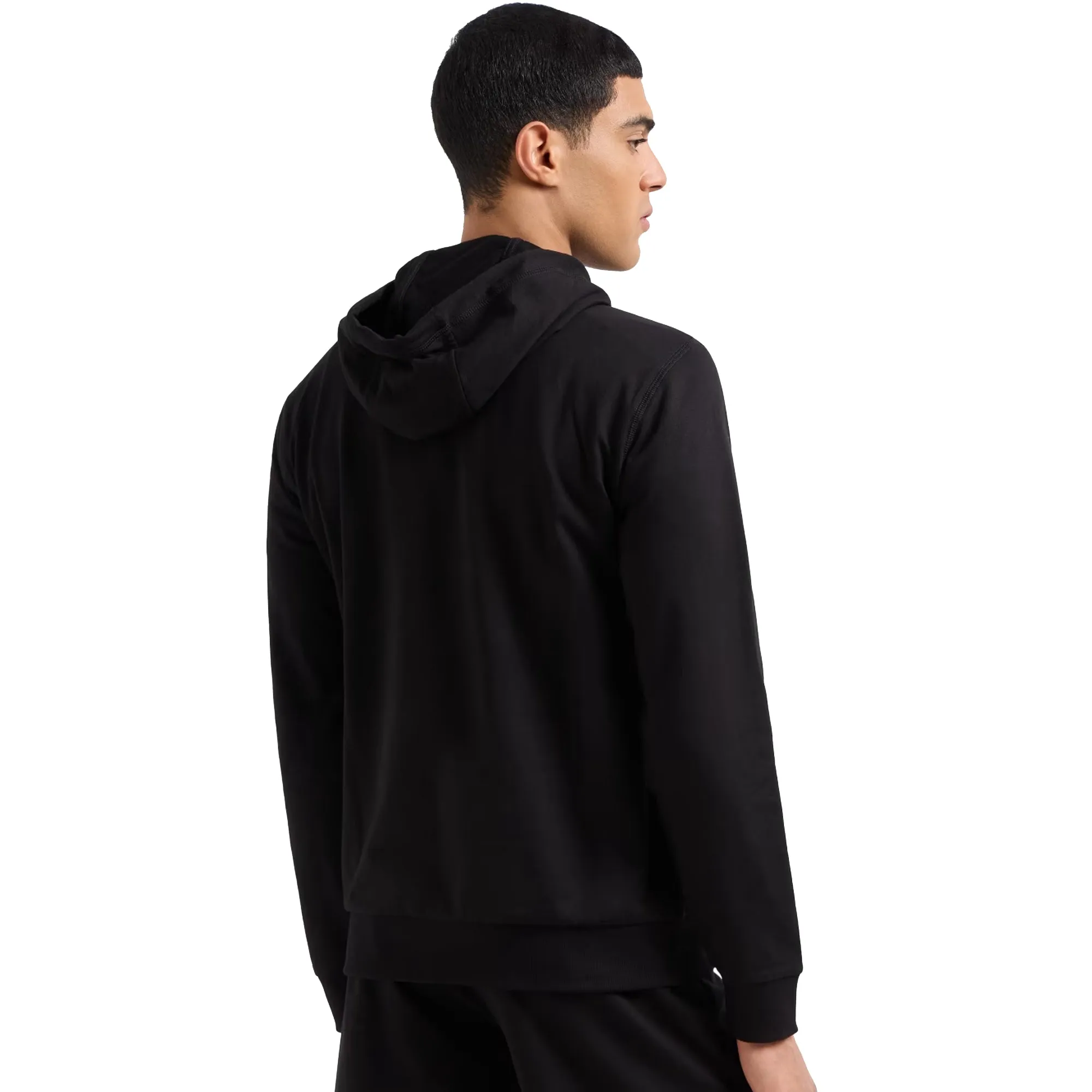 EA7 Emporio Armani Visibility Tonal Logo Hooded Sweatshirt Black