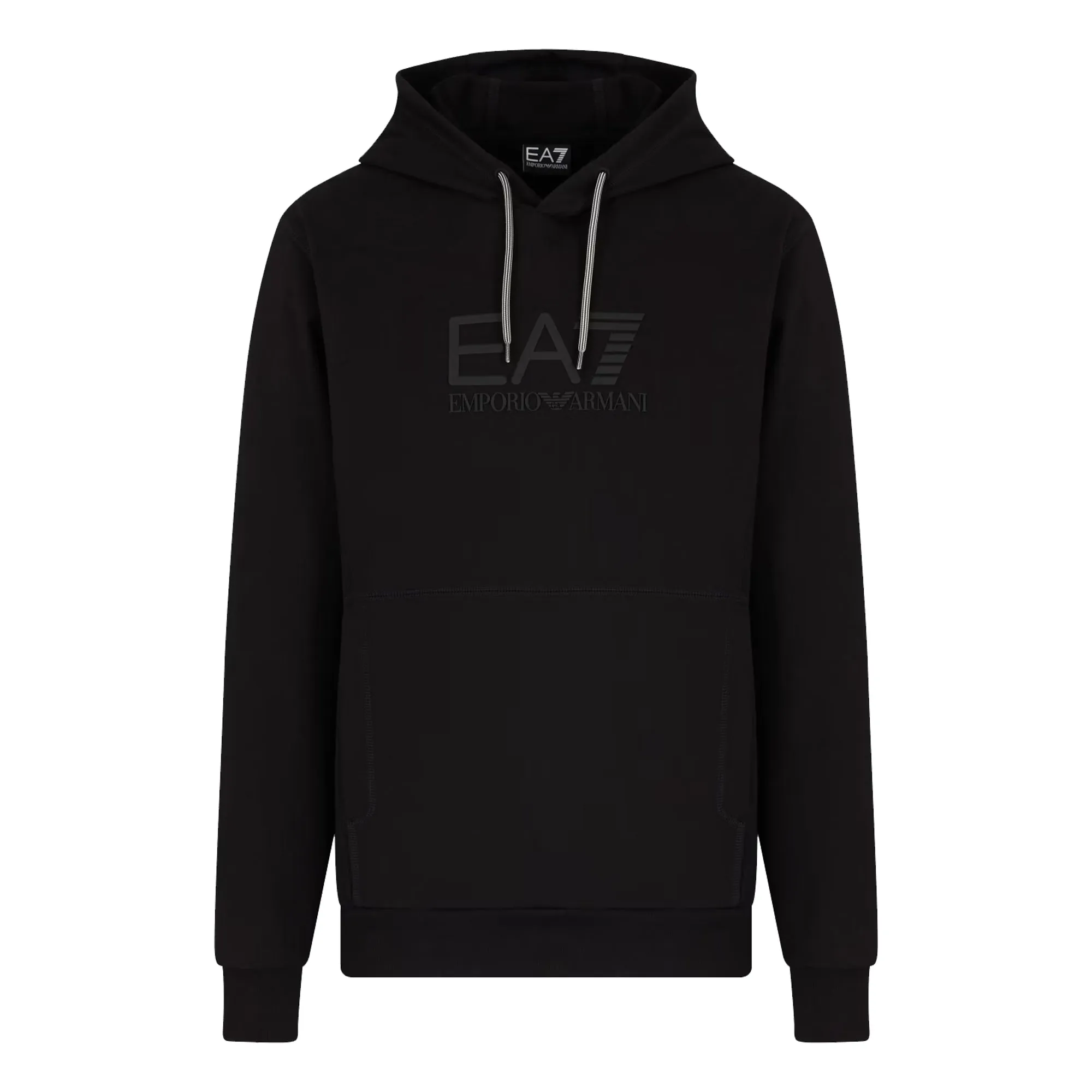 EA7 Emporio Armani Visibility Tonal Logo Hooded Sweatshirt Black