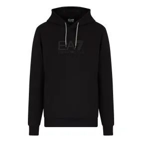 EA7 Emporio Armani Visibility Tonal Logo Hooded Sweatshirt Black