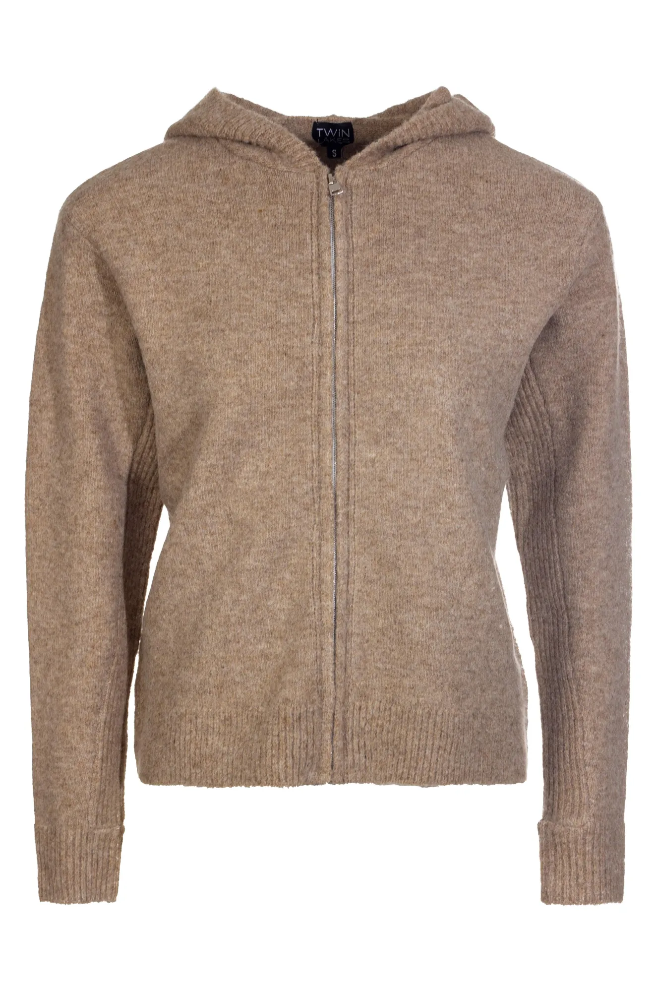 Faux Mohair Blend Jacket with hood | MOCHA MARLE | 6861ZZ