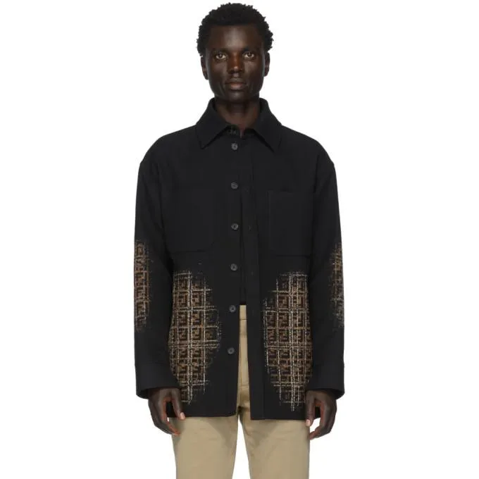 Fendi Black Wool FF Degrade Blur Jacket