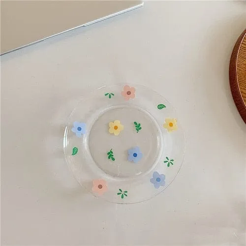 Fresh and Lovely Korean Style Breakfast Bowl Plate Glass Set