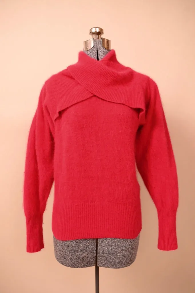 Fuchsia Criss-Crossed Collar Sweater, By Richard & Co., M