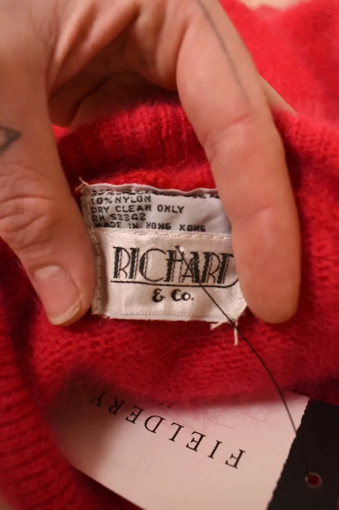 Fuchsia Criss-Crossed Collar Sweater, By Richard & Co., M