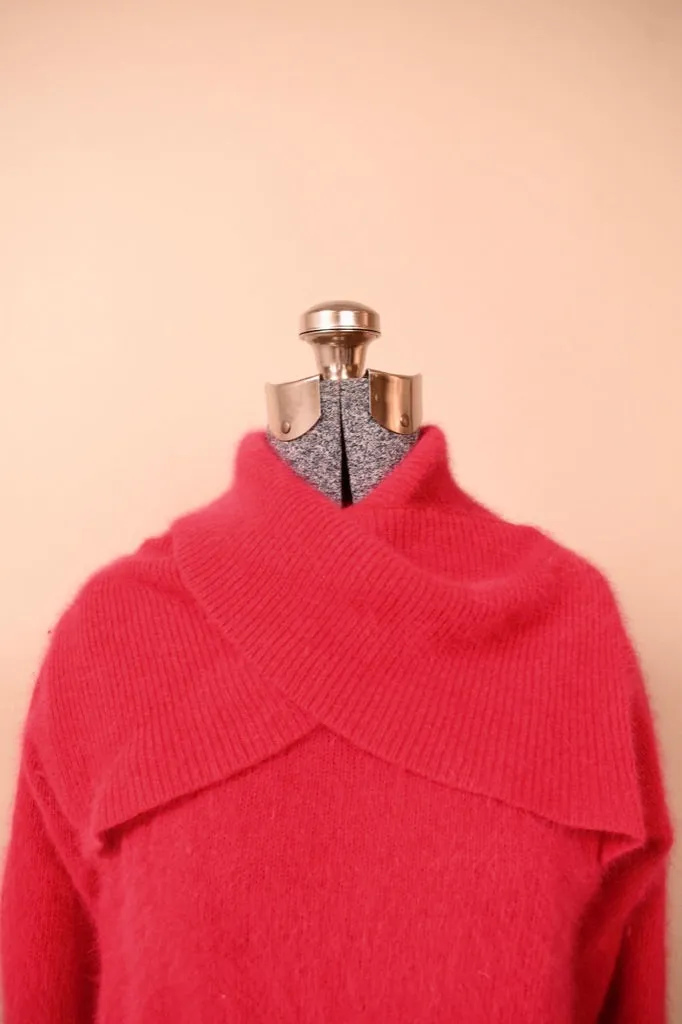 Fuchsia Criss-Crossed Collar Sweater, By Richard & Co., M