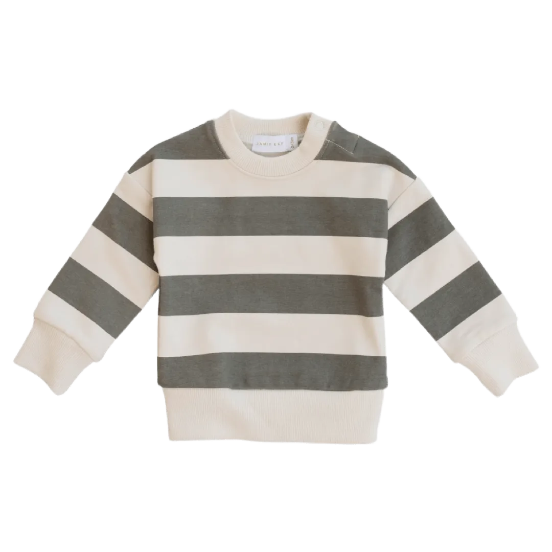 Grayson Pullover - Fog/Ecru Stripe