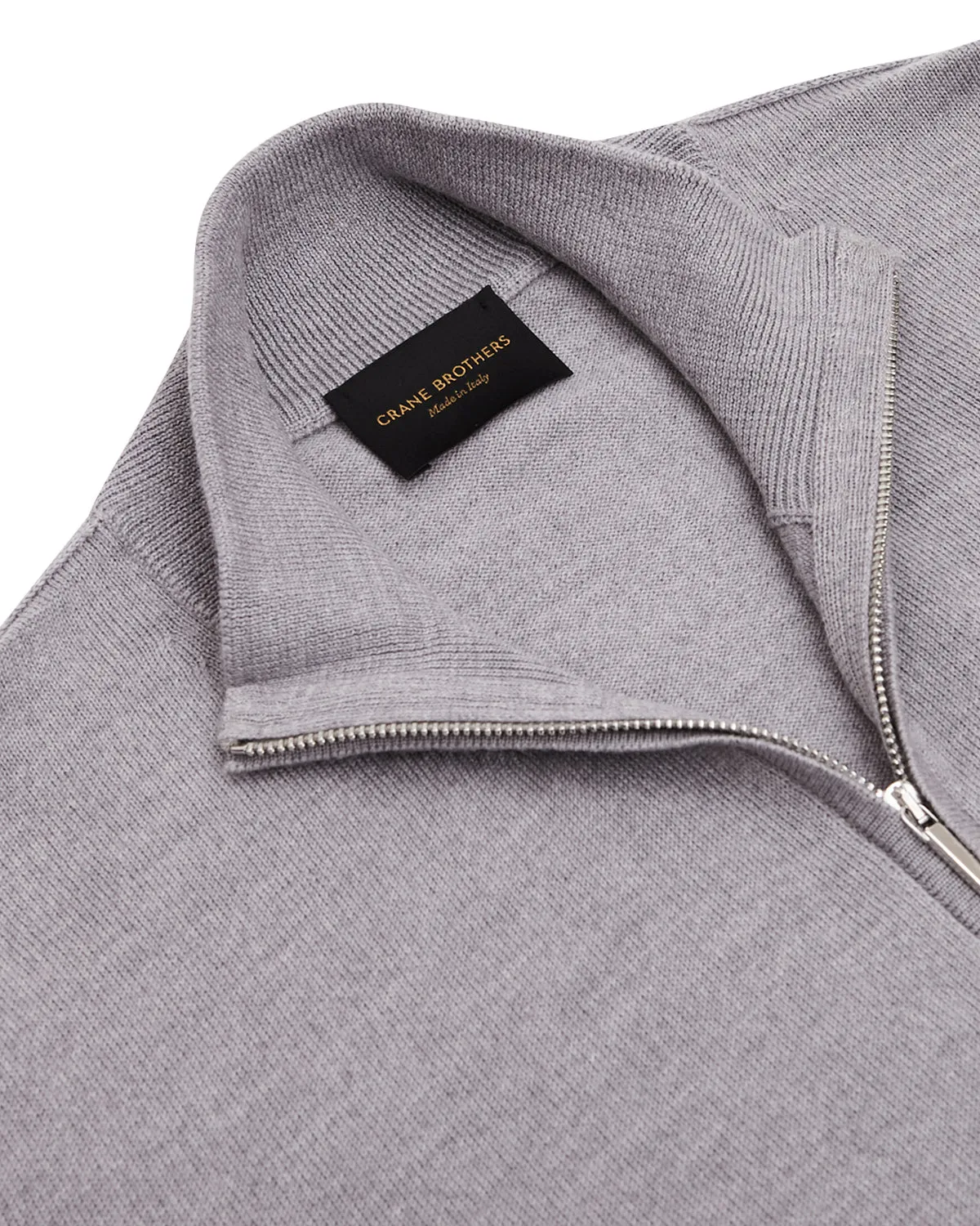 Grey Melange Fine Merino Half Zip Sweater