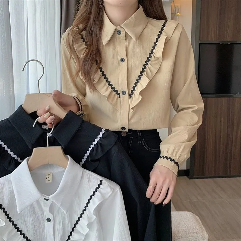 Kawaii Falbala Splice Blouse