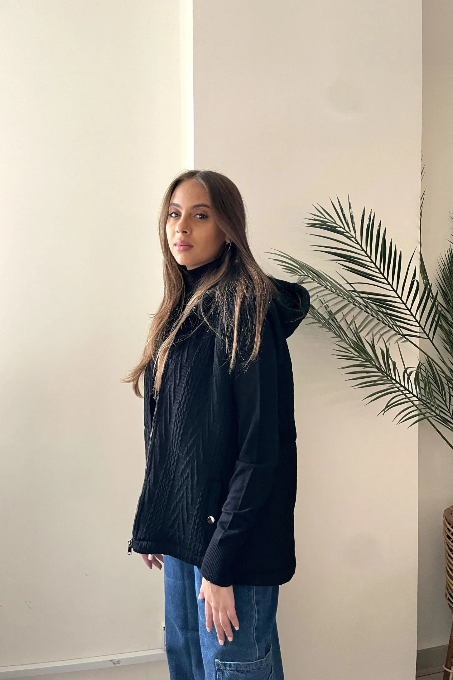KNIT PUFFER VEST - BLACK