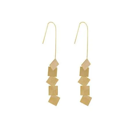 Korean Style Geometric Pierce Gold Plated Drop Earrings