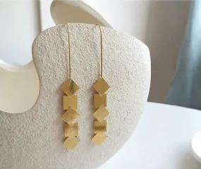 Korean Style Geometric Pierce Gold Plated Drop Earrings