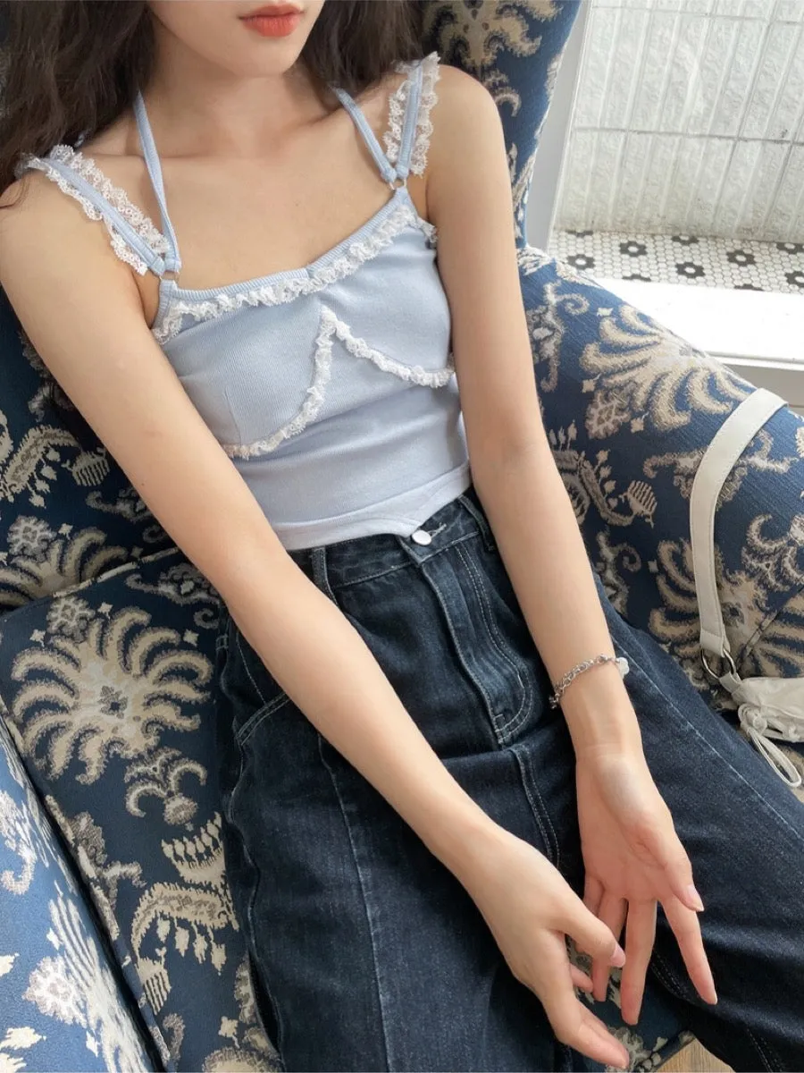 Lace Loom Suspender Ribbed Camisoles