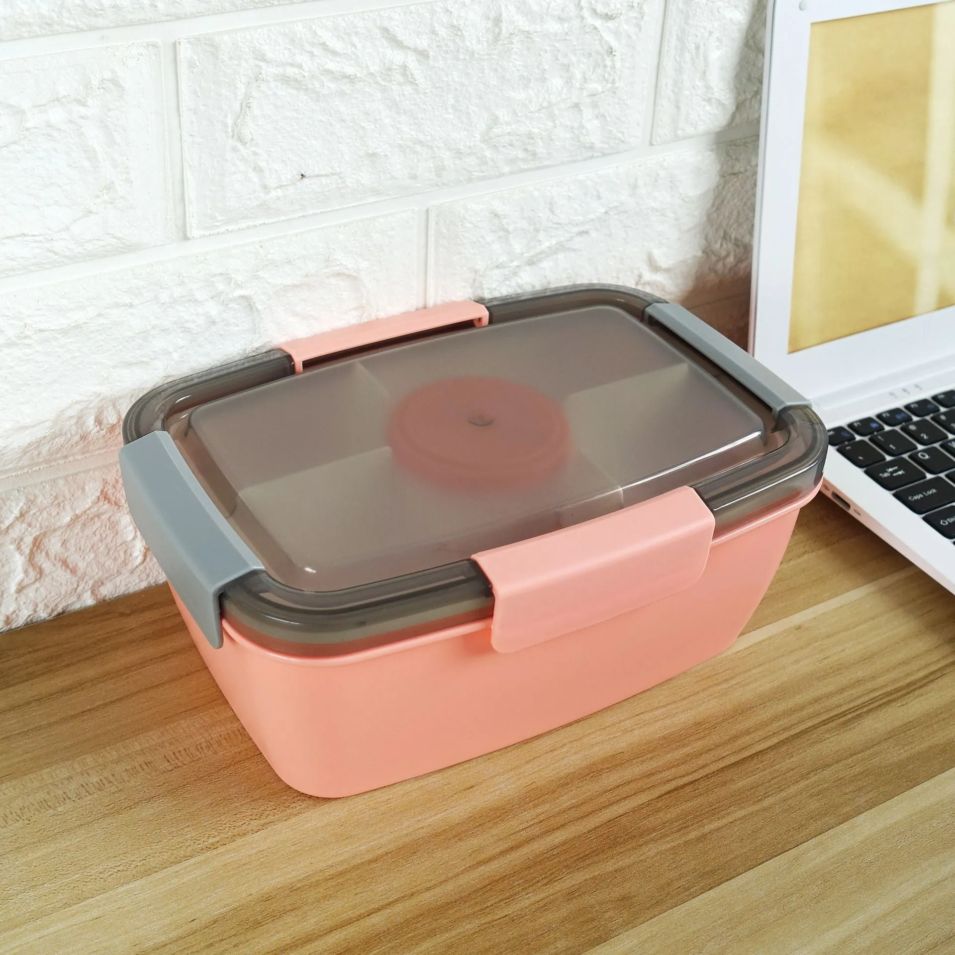 LLunch and Saladd  Rectangular Plastic Compartment Sealed Box
