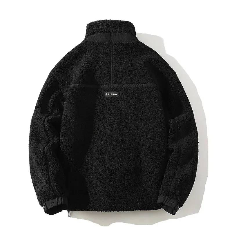 Men's Casual Stand-Up Collar Lamb Wool Cotton Jacket - Winter Youth Workwear