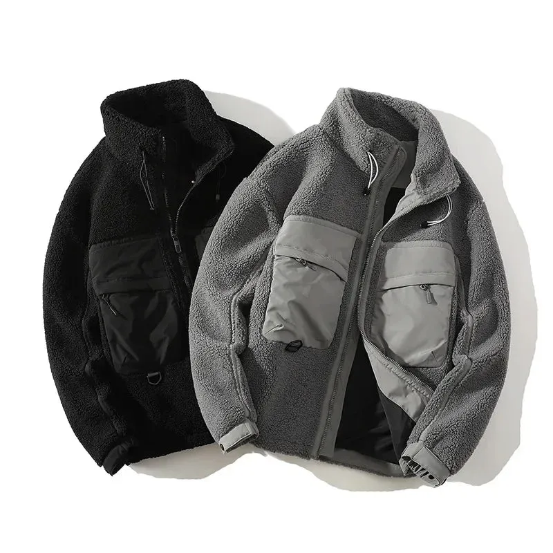 Men's Casual Stand-Up Collar Lamb Wool Cotton Jacket - Winter Youth Workwear