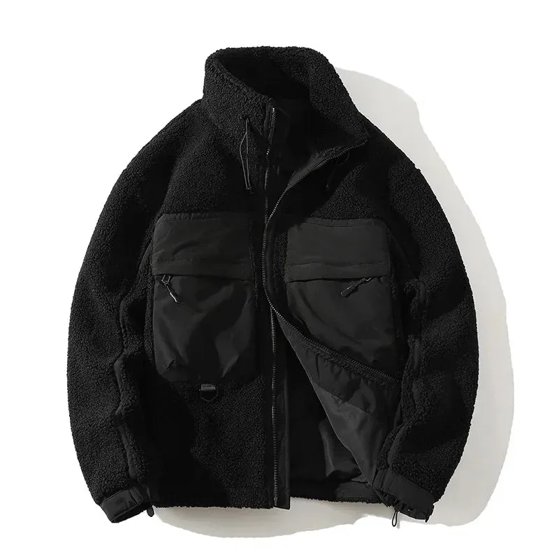 Men's Casual Stand-Up Collar Lamb Wool Cotton Jacket - Winter Youth Workwear