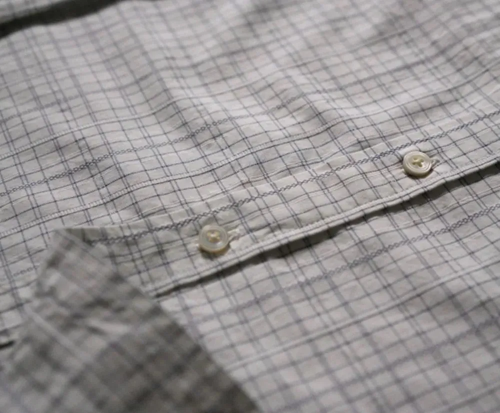 Men's Plaid Striped White Shirt with Big Pointed Collar - Regular Fit