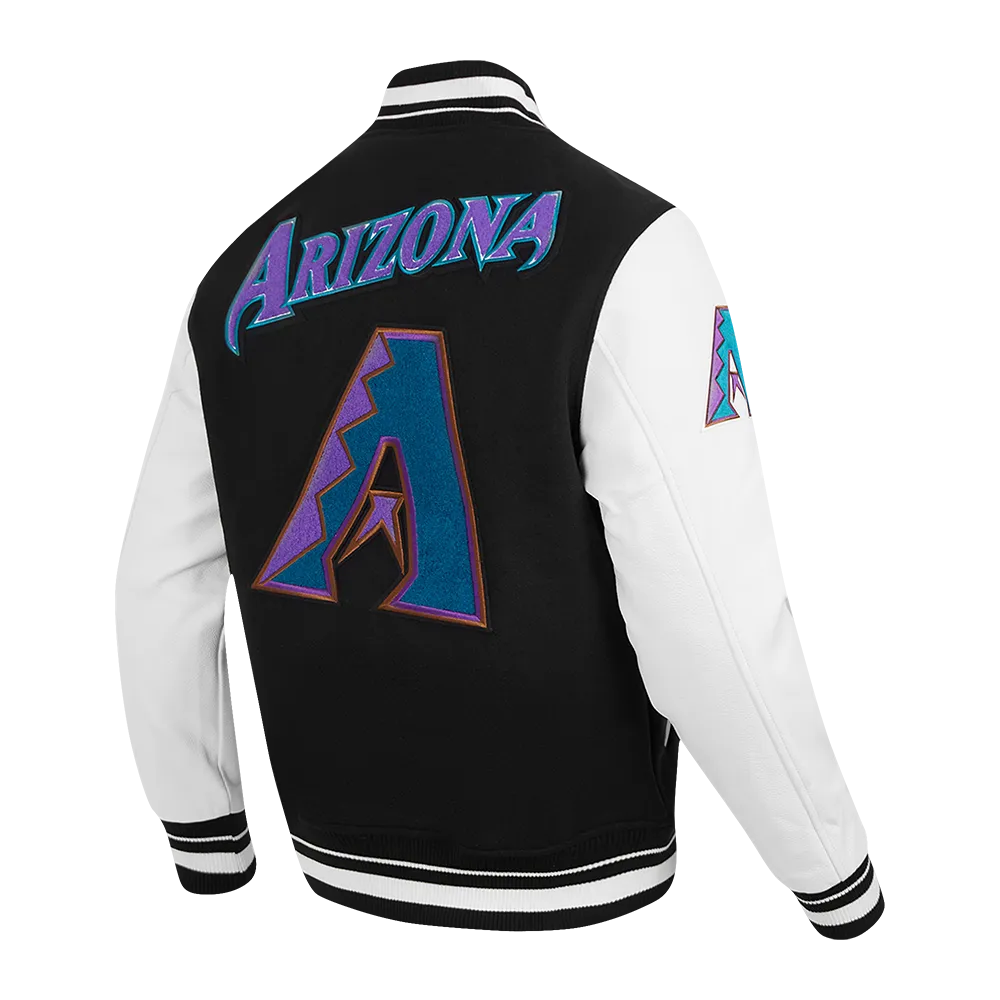 MLB ARIZONA DIAMONDBACKS RETRO CLASSIC MEN'S RIP WOOL VARSITY JACKET (BLACK/WHITE)