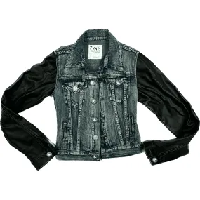 One by One Teaspoon Faux Leather Sleeve Denim Jacket - Size S