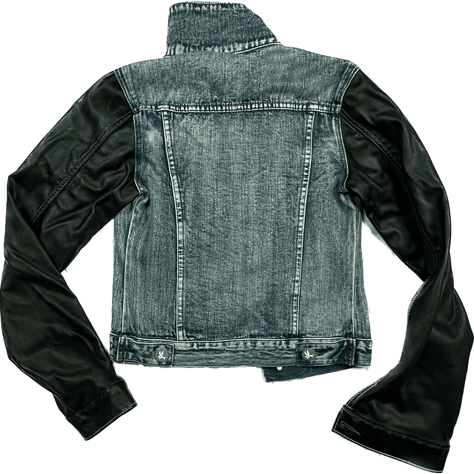 One by One Teaspoon Faux Leather Sleeve Denim Jacket - Size S