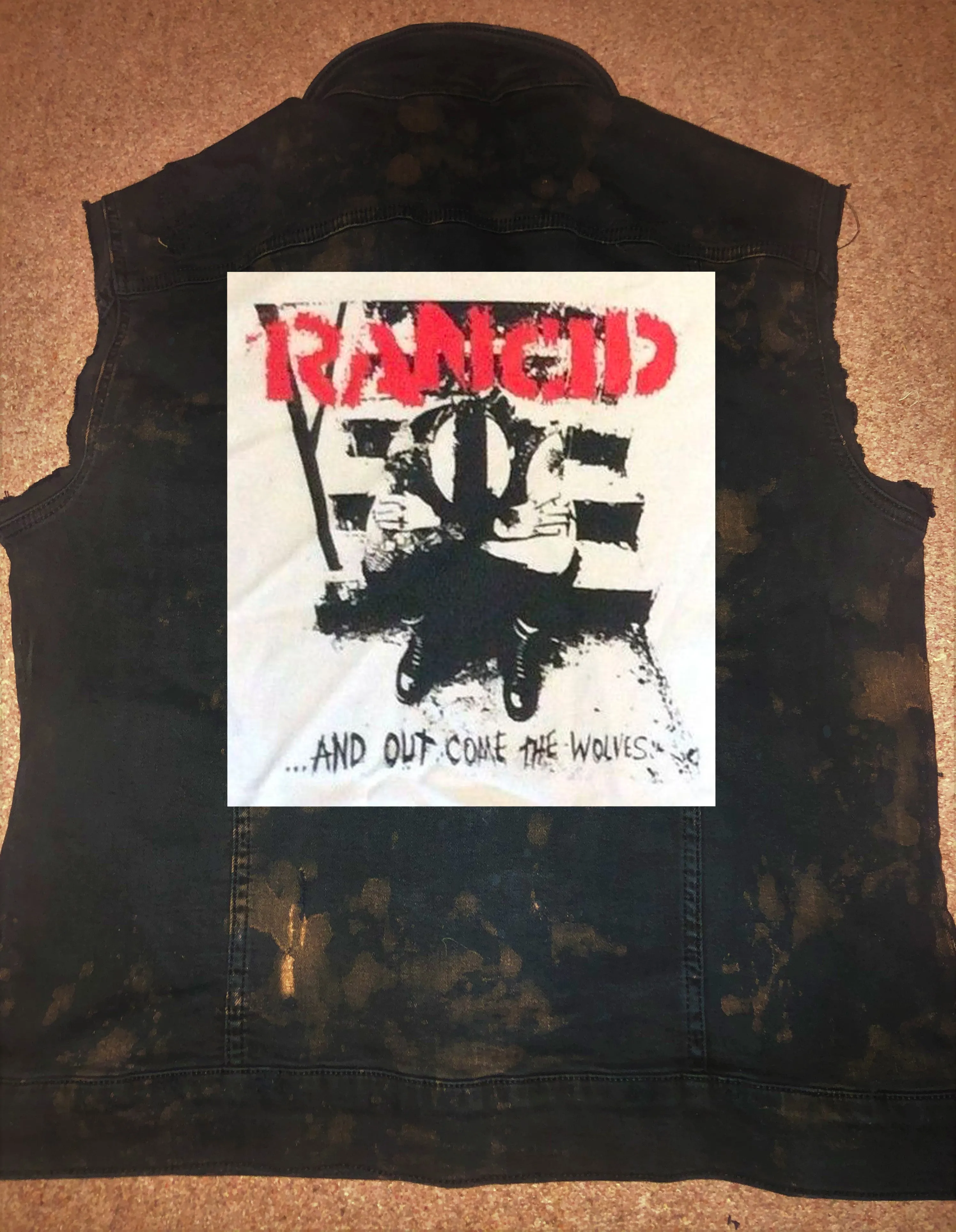 Rancid Punx 20 Years Down Hooligans Punk Rock Denim Cut-Off Hooded Battle Jacket