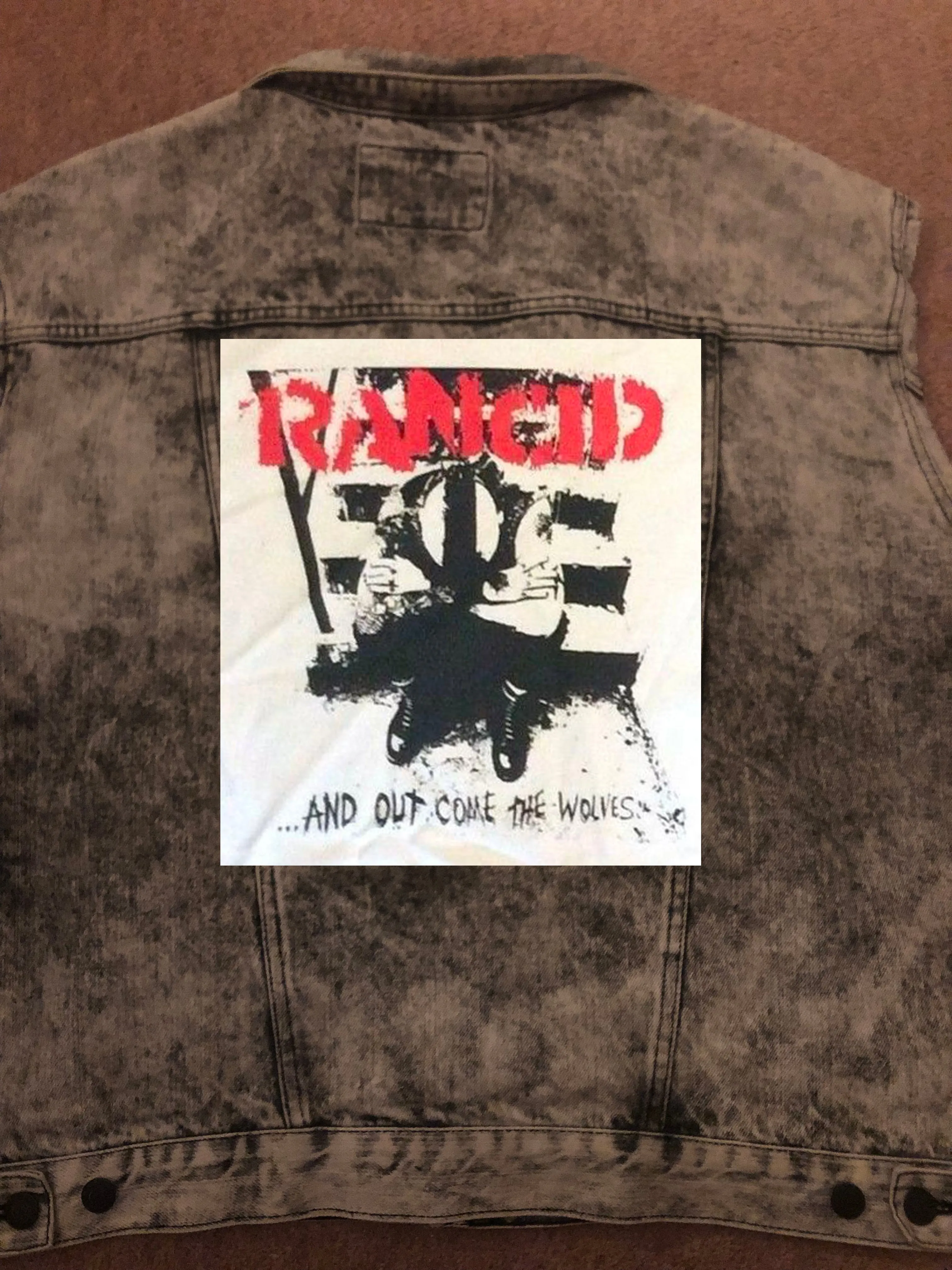 Rancid Punx 20 Years Down Hooligans Punk Rock Denim Cut-Off Hooded Battle Jacket