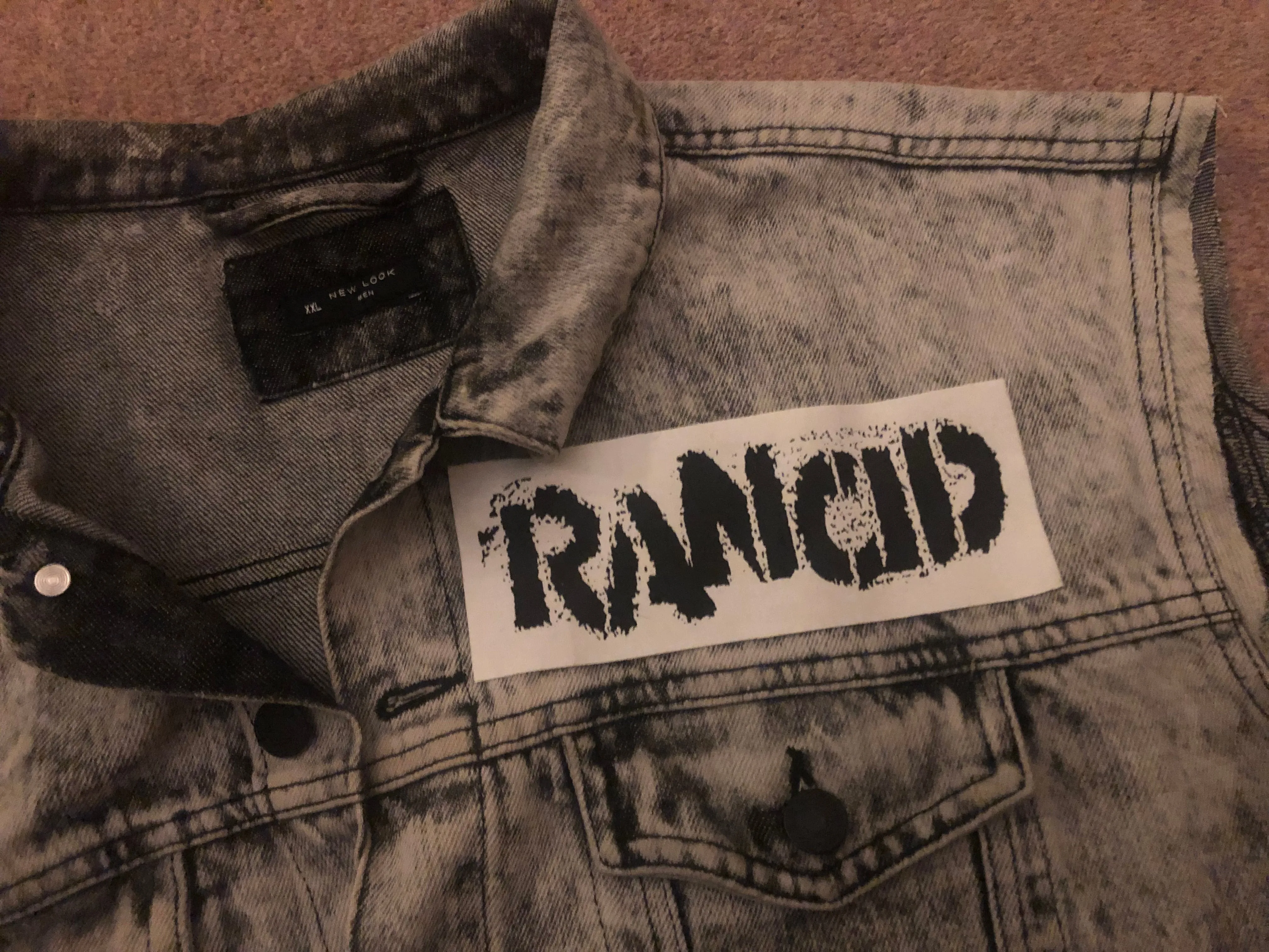 Rancid Punx 20 Years Down Hooligans Punk Rock Denim Cut-Off Hooded Battle Jacket