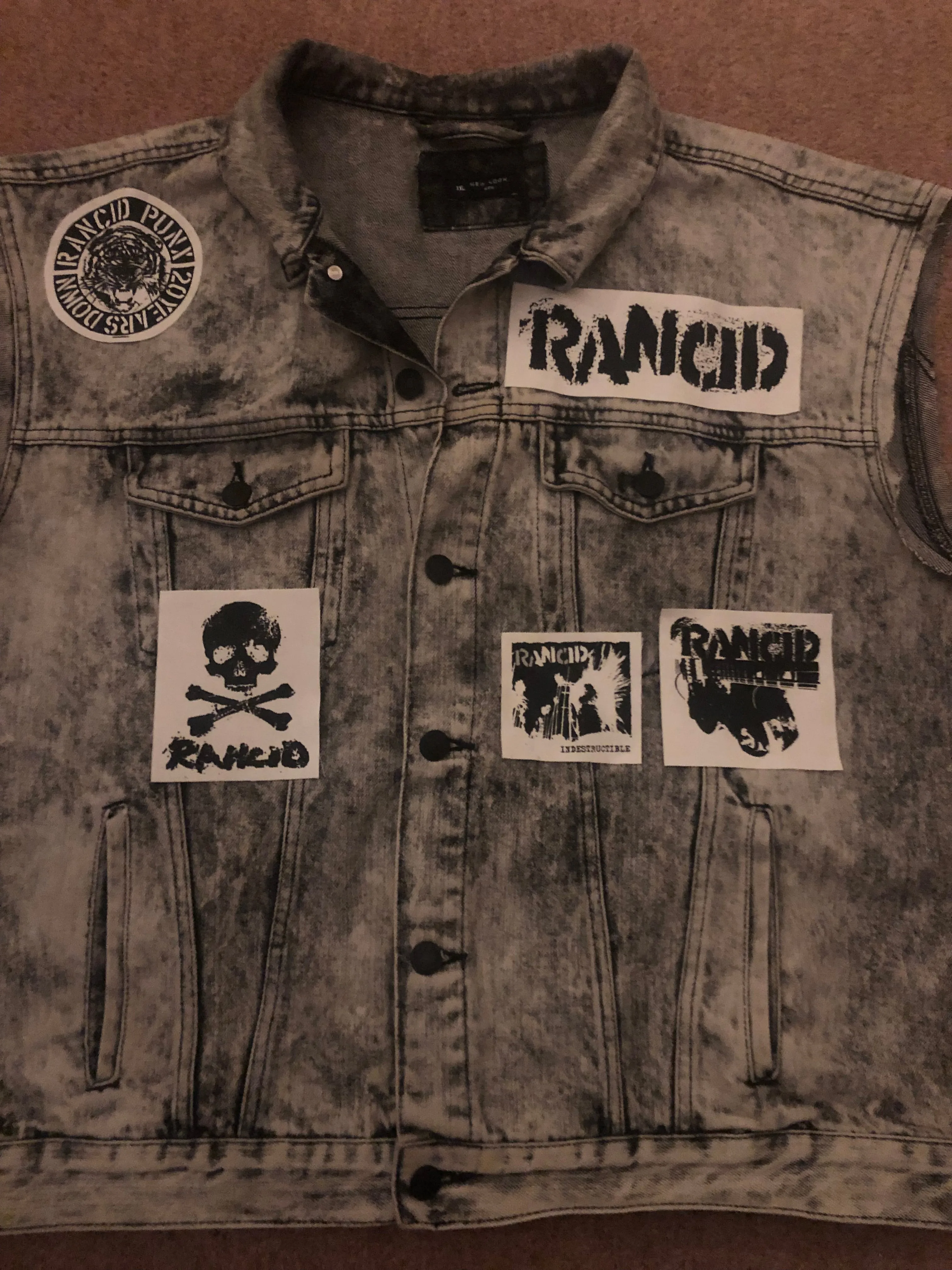 Rancid Punx 20 Years Down Hooligans Punk Rock Denim Cut-Off Hooded Battle Jacket