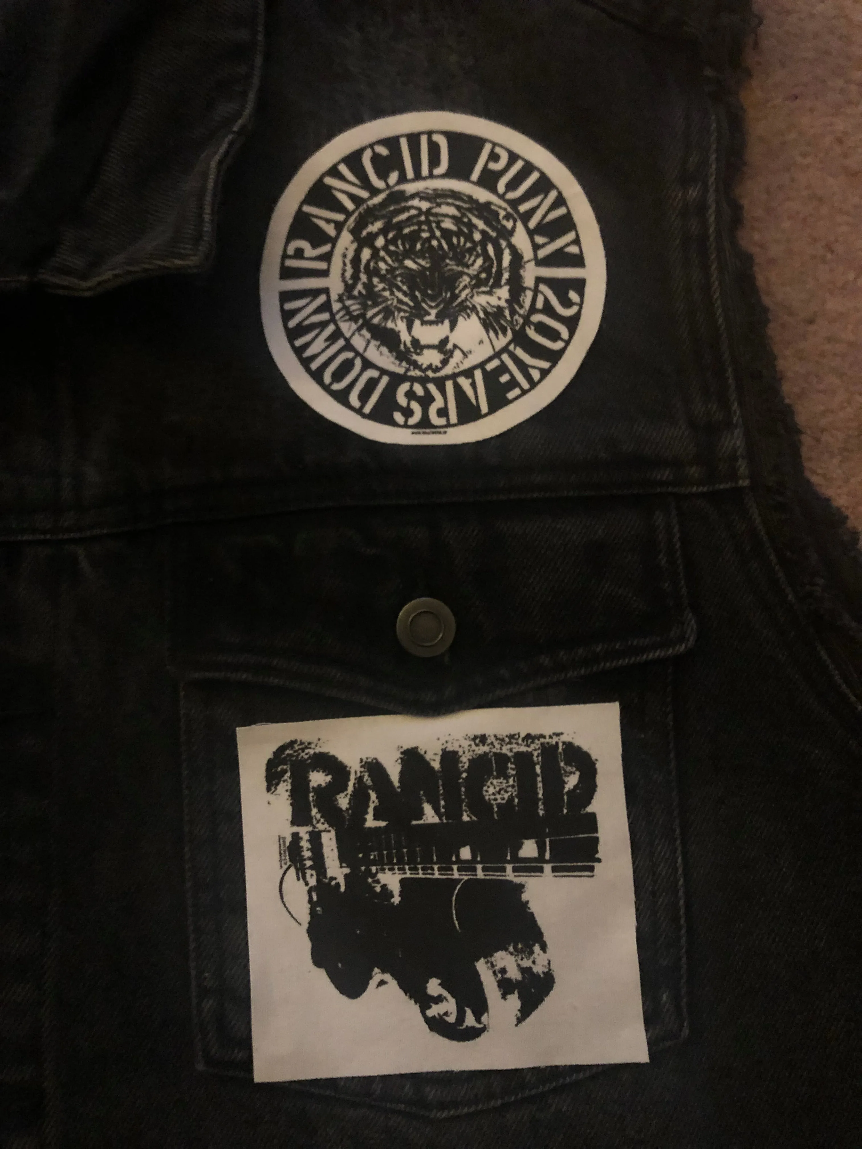 Rancid Punx 20 Years Down Hooligans Punk Rock Denim Cut-Off Hooded Battle Jacket