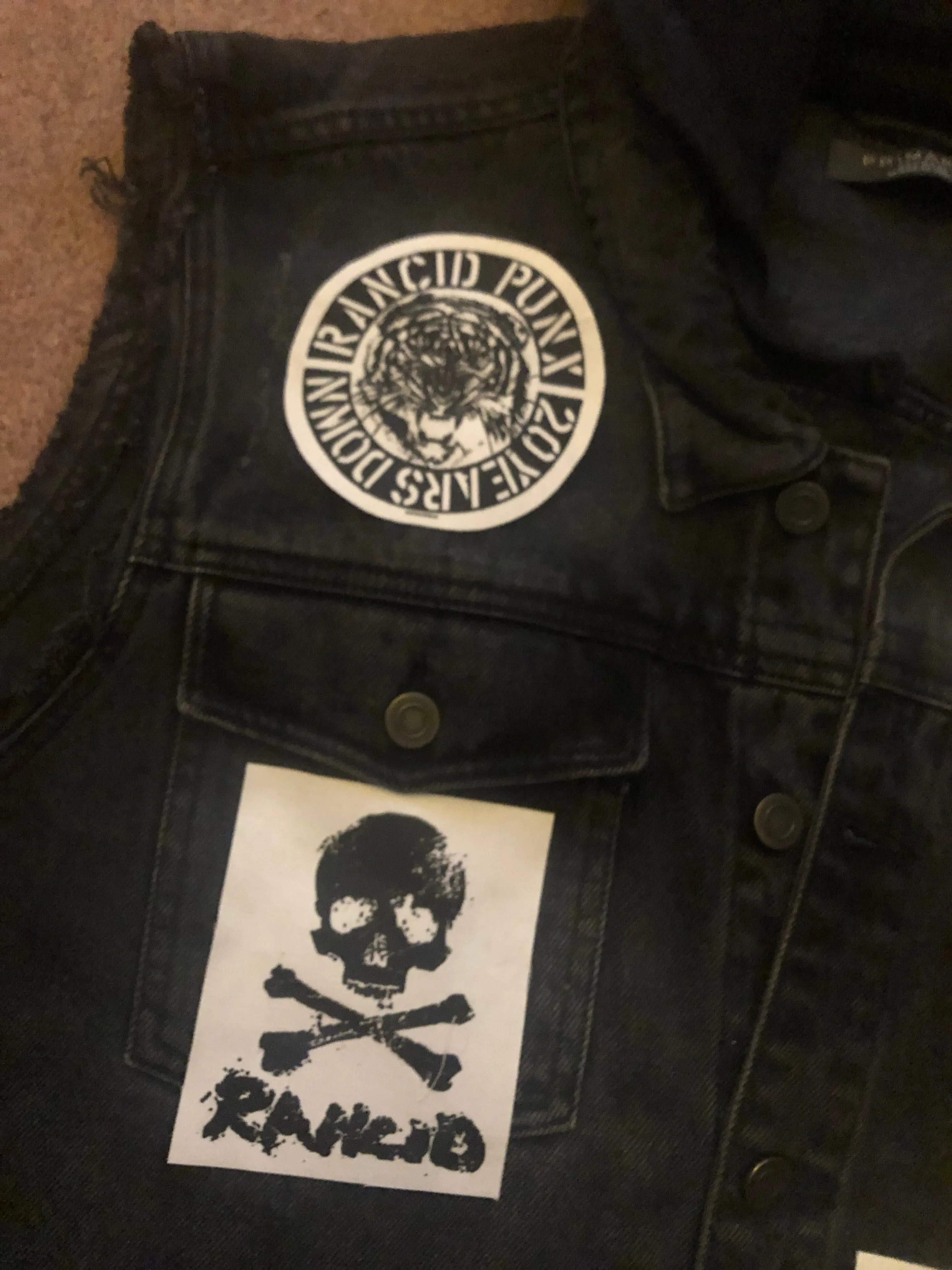 Rancid Punx 20 Years Down Hooligans Punk Rock Denim Cut-Off Hooded Battle Jacket