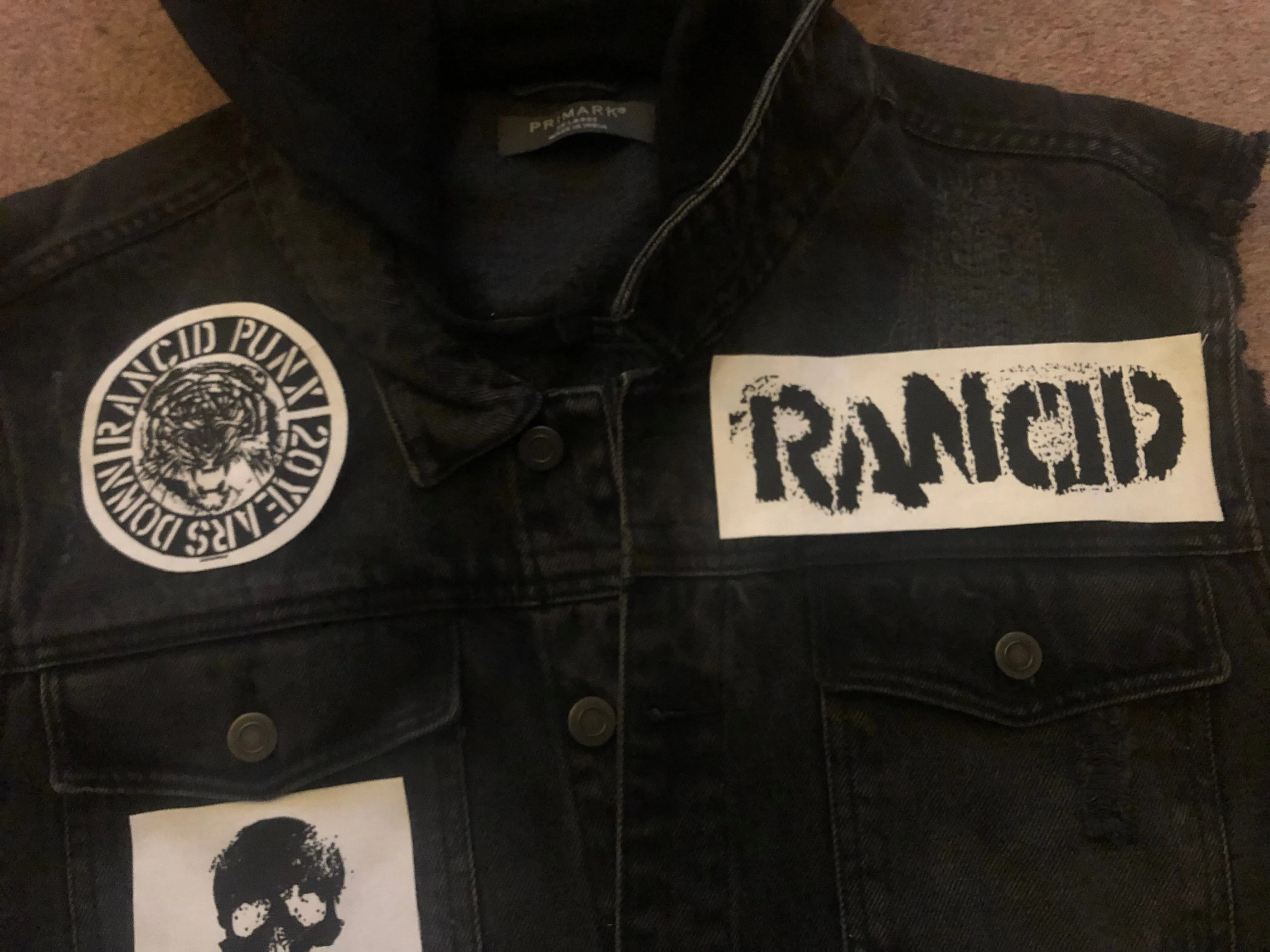 Rancid Punx 20 Years Down Hooligans Punk Rock Denim Cut-Off Hooded Battle Jacket