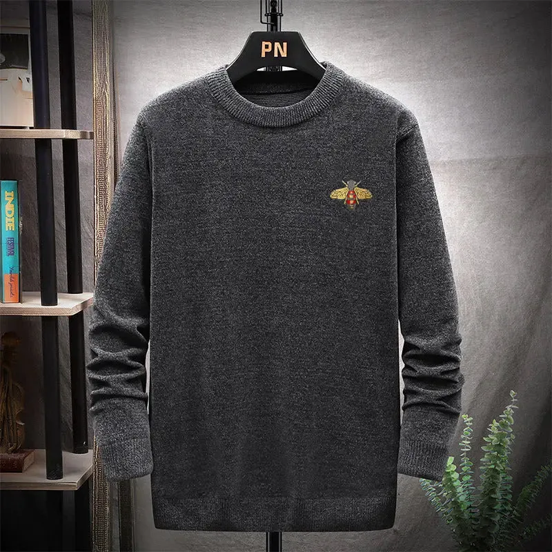 Sweater Men's Round Neck Casual Loose Knit Sweater Top Winter
